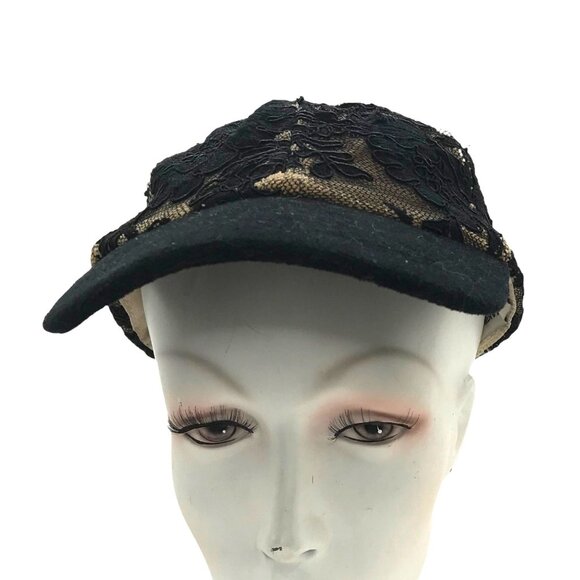 Hopeless Romantic Floral Black Lace Cap Mall Goth Adjustable Strap 5 Panel Hat - Picture 6 of 9
